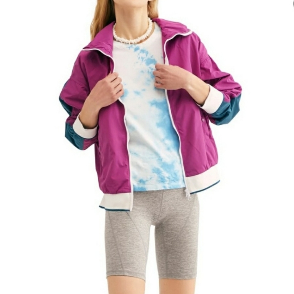 Free People lightweight color block Bomber